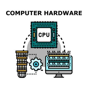 Computer hardware system processing and data management concept Stock Illustration