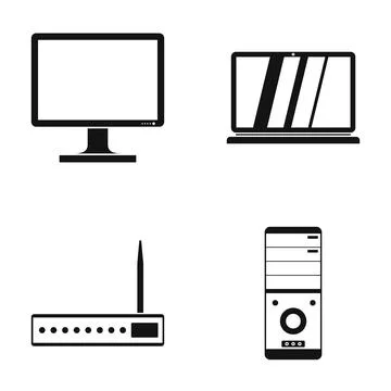 Computer hardware technology device concept icon set Illustrazione stock