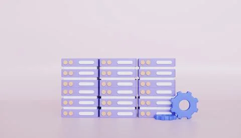Computer hardware technology with network servers, Data sharing center Stock Illustration