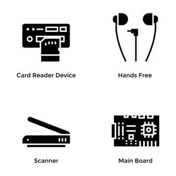 Computer Hardware Vector Icons Collection Stock Illustration