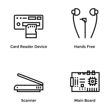 Computer Hardware Vector Icons Collection Stock Illustration