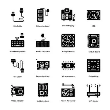 Computer Hardware Vector Icons Set イラスト素材