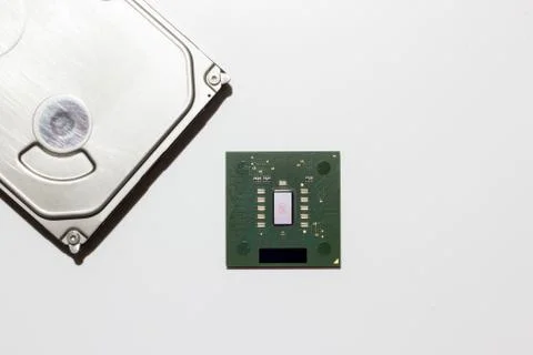 Computer Hardware on white background concept close up Stockfoto's