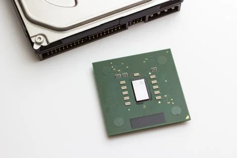 Computer Hardware on white background concept close up Stock Photos