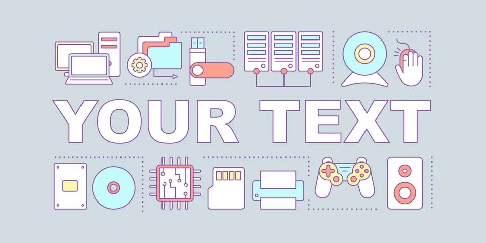 Computer hardware word concepts banner Stock Illustration