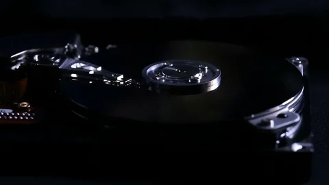 Computer HDD. Hard disk failure. Dark room. Stock Footage 84743239