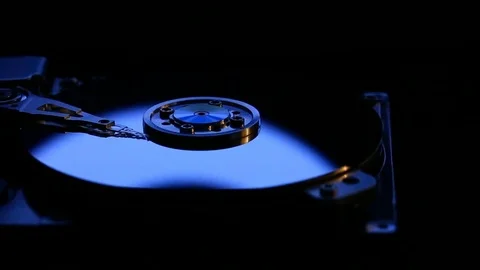 Computer HDD. PC storage. Hard disk failure. Bright blue pattern of the scree Stock Footage 84743936