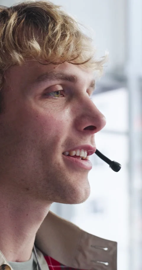 Computer, headset and smile with man in call center for consulting advice Stock Footage 335930923