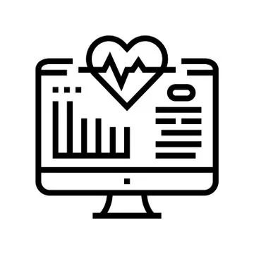 Computer heart cardio line icon vector illustration Stock Illustration