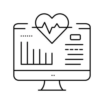 Computer heart cardio line icon vector illustration Stock Illustration