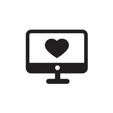Computer Heart  in desktop Stock Illustration