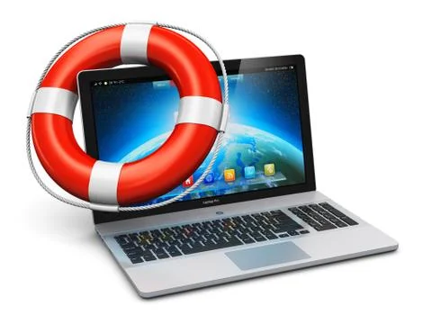 Computer help and assistance concept Illustrazione stock