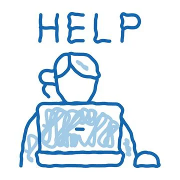 Computer help service doodle icon hand drawn illustration Stock Illustration