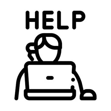 Computer help service icon vector outline illustration イラスト素材