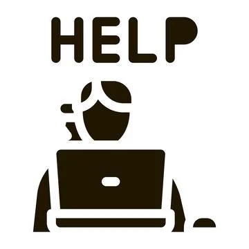 Computer help service icon Vector Glyph Illustration Illustrazione stock