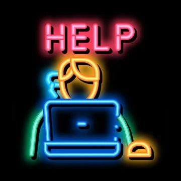 Computer help service neon glow icon illustration イラスト素材