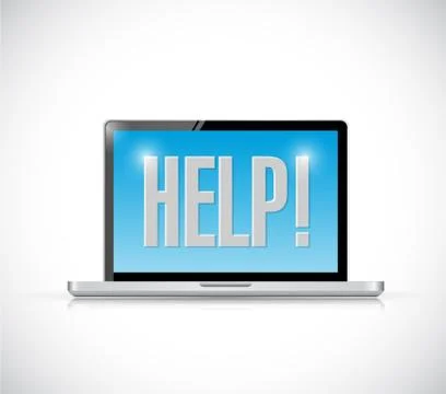 Computer help sign message illustration Stock Illustration
