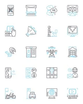 Computer helpers linear icons set. Driver, Firewall, Anti-virus, Malware Stock Illustration