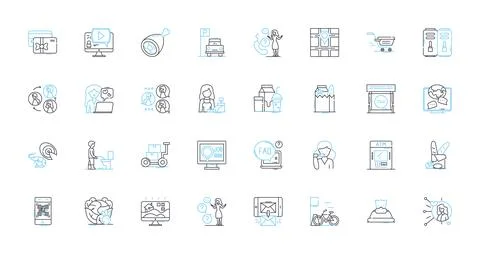 Computer helpers linear icons set. Driver, Firewall, Anti-virus, Malware Ilustração Stock
