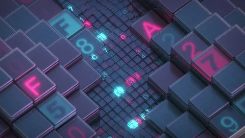 Computer hexadecimal digits 3D render animation Stock Footage 220785228
