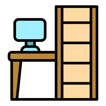 Computer home table icon color outline vector Illustrazione stock