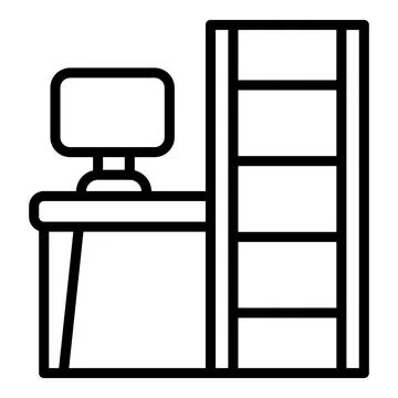 Computer home table icon, outline style 스톡 일러스트