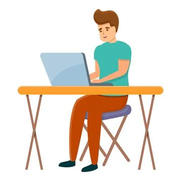 Computer home work icon, cartoon style Illustrazione stock