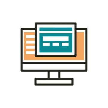 Computer homepage web development icon line and fill イラスト素材