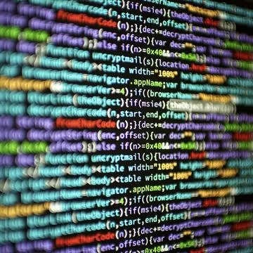 Computer html code on screen Stock Photos