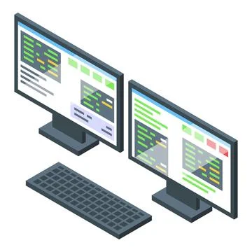 Computer hubble telescope icon isometric vector. Universe research Stock Illustration