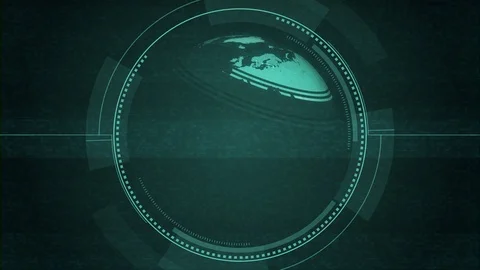 Computer Hud Earth Globe with Interference Video stock 118009217