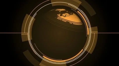 Computer Hud Earth Globe Orange Stock Footage 117442402