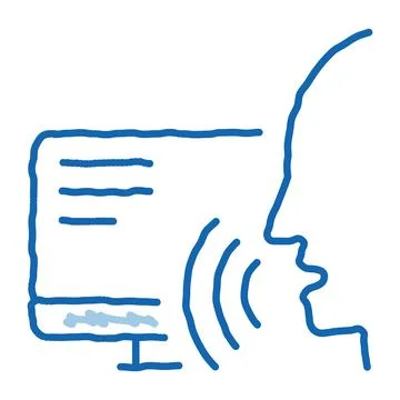 Computer Human Voice Control doodle icon hand drawn illustration 스톡 일러스트
