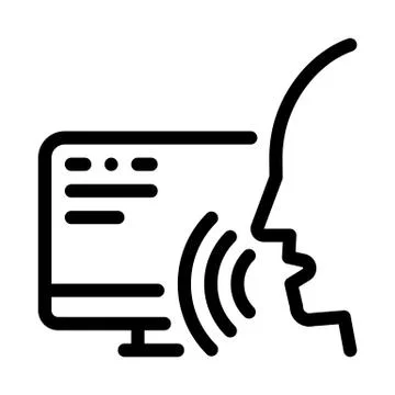 Computer Human Voice Control Icon Vector Illustration 스톡 일러스트