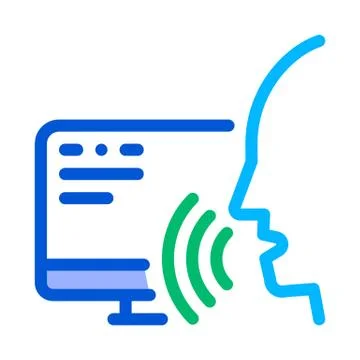 Computer Human Voice Control Icon Vector Illustration 스톡 일러스트