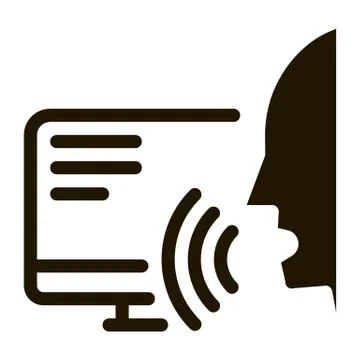Computer Human Voice Control Icon Vector Illustration 스톡 일러스트