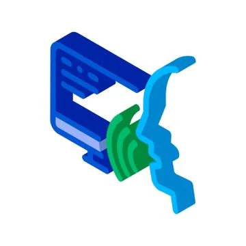 Computer Human Voice Control isometric icon vector illustration 스톡 일러스트