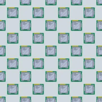 Computer IC chip template microchip seamless pattern background circuit board Stock Illustration