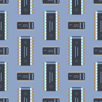 Computer IC chip template microchip seamless pattern background circuit board Stock Illustration