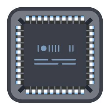 Computer IC chip template microchip on detailed printed circuit board design 스톡 일러스트