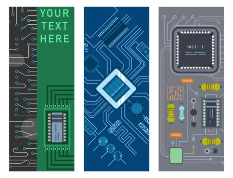 Computer IC chip template microchip brochure circuit board design abstract Illustrazione stock