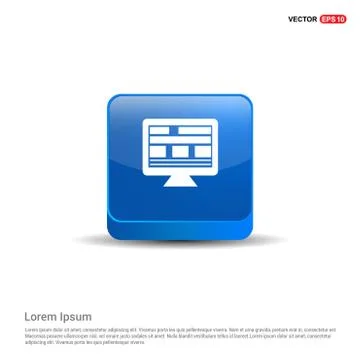 Computer Icon - 3d Blue Button Stock Illustration