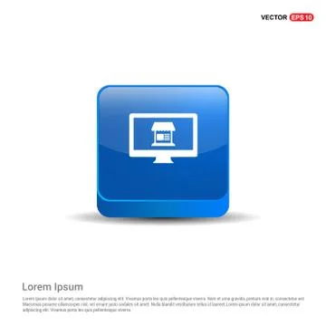 Computer icon - 3d Blue Button Stock Illustration
