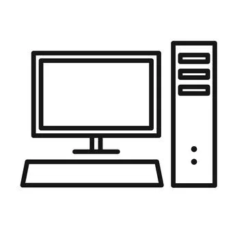 Computer icon Black line art vector logo Illustrazione stock