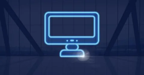Computer icon with blue background Ilustración de archivo