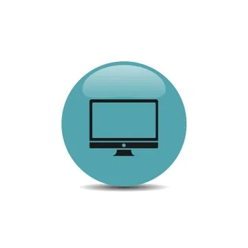 Computer icon on blue button Stock Illustration