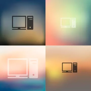 Computer icon on blurred background Illustrazione stock