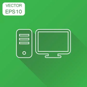 Computer icon. Business concept computer desktop pictogram. Vector illustrati Illustrazione stock