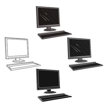 Computer icon in cartoon style isolated on white background. Architect symbol Stock Illustration