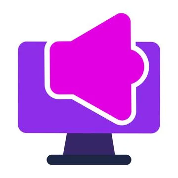 Computer icon. computer with audio sound. flat design vector icon. Stock Illustration